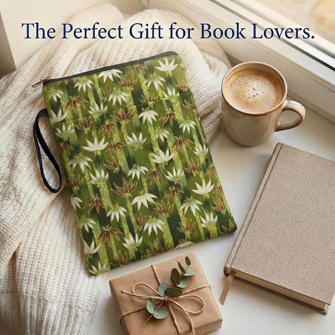 Book Sleeve for Paperbacks – Padded Book Cover with Zipper, Dust-Proof Protector Sleeve, Fabric Books Pouch Fit for Books Notebook Journal, Maximum 8x11inch