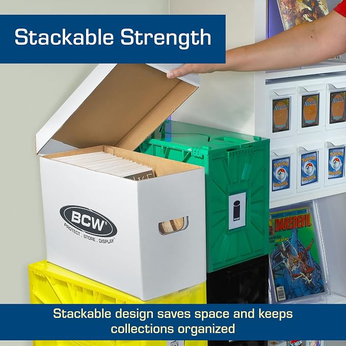 BCW Short Comic Storage Box - 5 Pack | Holds 150-175 Current/Silver Age Comics | Stackable, Durable 200 lb. Strength