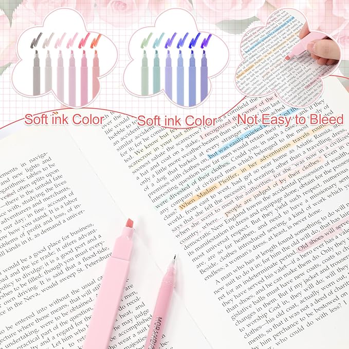 Eersida 74 Pcs Aesthetic School Supplies with Large Pencil Pouch 5 Ink Gel Pens 12 Highlighters 6 Mechanical Pencils 0.5mm 9 Color Pens 4 Note Pads Set for Student Stationary(Morandi,Bright Style)