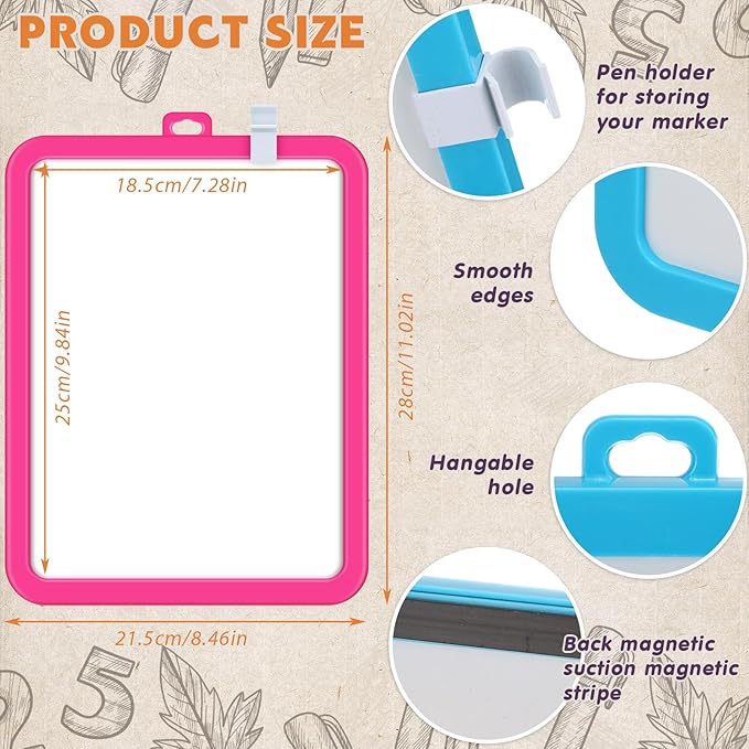 Outus 24 Pcs Dry Erase Mini White Boards Bulk 8.5 x 11'' Small Magnetic Whiteboard Double Sided Colored Writing Boards for Kids Students Locker Fridge (Colorful)