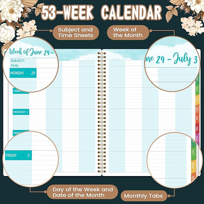 Teacher Planner 2026-2027 - 9'' x 11'', 2026-2027 Teacher Planner Academic Year, JULY 2026 - JUNE 2027, Weekly & Monthly Lesson Plan Book with Quotes, Twin-Wire Binding, Monthly Tabs, Back Pockets
