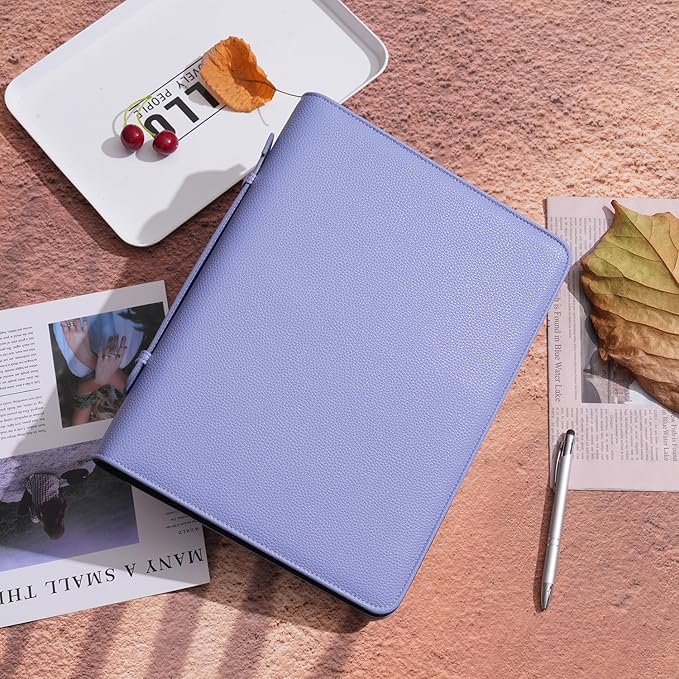 Wonderpool Travel Zippered Portfolio 3 Ring Binder A4 Padfolio Document Case with Removable Clipboard Legal Pad Holder, Business Office School Organizer for Men and Women (Purple)