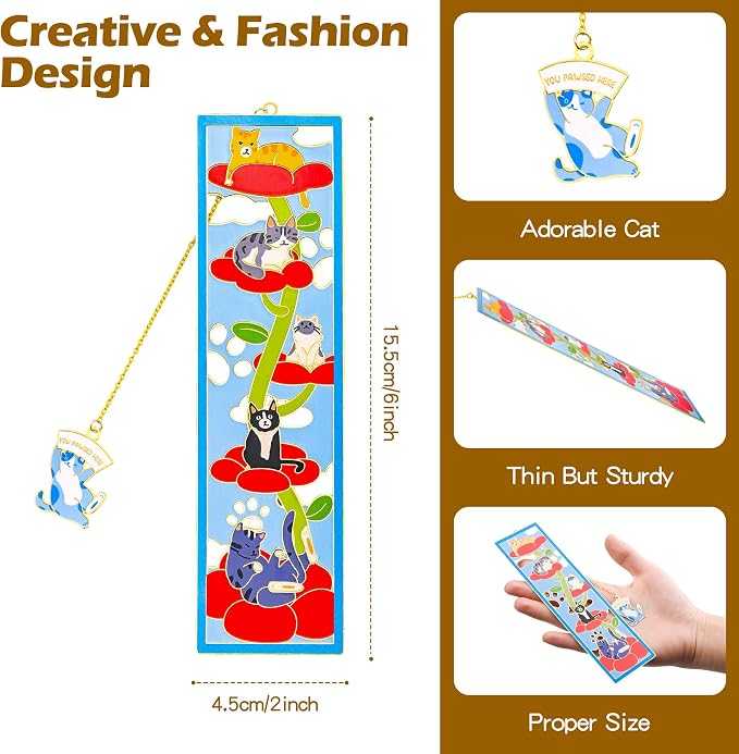 Personalized Cat Bookmark, Bookmarks for Women, Fancy Book Marks, Reading, Metal Book Mark Charm, Funny Book Marker, Kwaii Gifts for Book Lover, Cat Lover, Teacher, Mom, Friends, Bestie, Dad