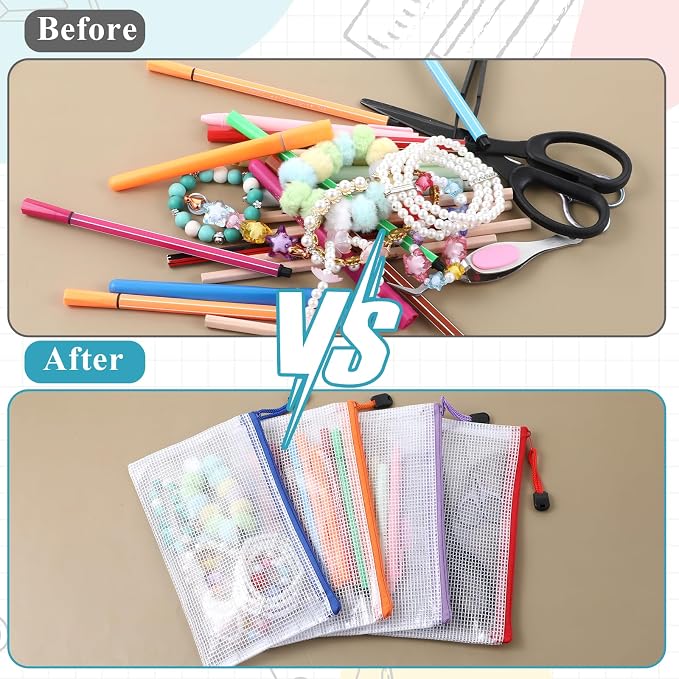Giantree 100 Pack Mesh Zipper Pencil Pouch Bulk, 9' x 5'' Small Clear Pencil Cases Pouch Multipurpose Cosmetics Toiletry Bags for School Supplies File Travel Stationery Storage Organizing