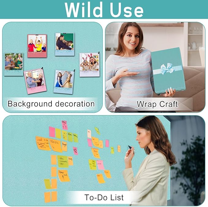 Calming Blue Bulletin Board Roll Reusable Waterproof Erasable Bulletin Board Fade Resistant Wrinkle Resistant Poster Non-Woven Fabric Bulletin Board Roll for Classroom Decor Wrap Craft 15.55" x12ft