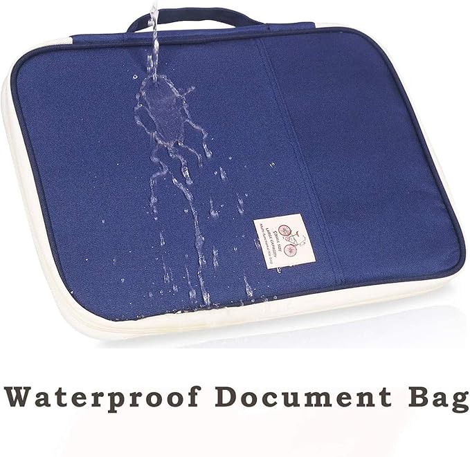 JAKAGO A4 Travel Portfolio Multifunctional Document Organizer Zippered Case for Office Supplies (Blue)