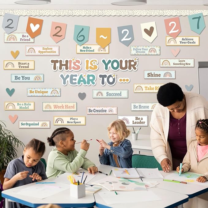 Boho Classroom Bulletin Board Decorations, This is Your Year to Bulletin Board Sets, Growth Mindset Positive Affirmations Wall Decor for Teacher Welcome Back to School Classroom Door Wall Decors