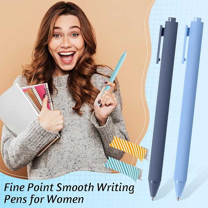 Crtiin 30 Pcs Gel Pens Bulk, 0.5mm Fine Point Black Ink Pens, Retractable Smooth Writing Quick Dry, Colored Aesthetic for School Office Journaling Teacher Appreciation Mother Day (Blue Series)