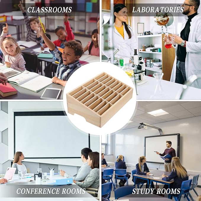 Veemoon Box Classroom Holders Cell Mobile Meeting Phone Office Wooden Multi- Shelf Grids Home Room Supplies Cells Storage Management Teachers Temporary Desktop Holder Organizers