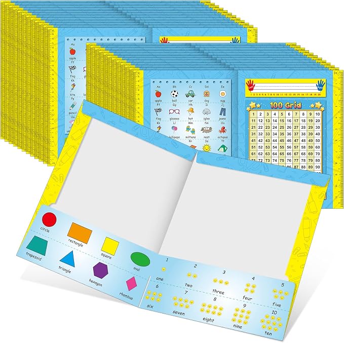 Crtiin Homework Folder for Primary School Students Resource File Folder Organizer Figure Alphabet Cute Folder Portable Aesthetic Document Organizer for Classroom Paper, 11.8 x 9.84 Inch (24 Pcs)