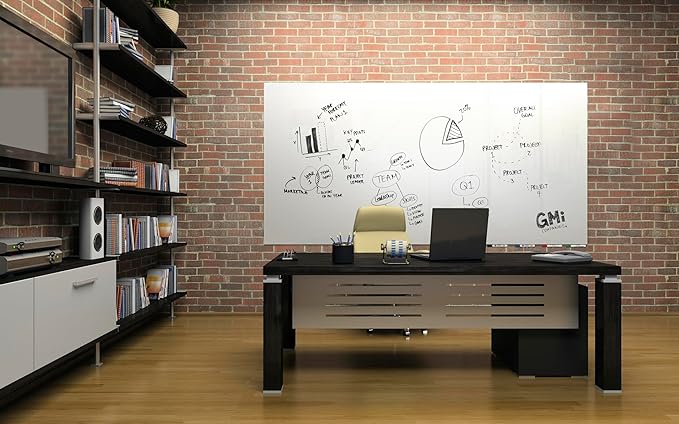 Ghent Aria Glass Whiteboard, Magnetic, Low Profile 1/4" Glass, 2'H x 3'W Horizontal, White, Made in USA