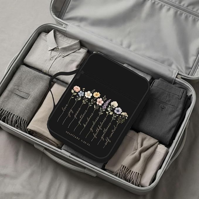 Flower Scripture Christian Religion Bible Cover Case Carrying Book Protector Case Bible Study Supplies Accessories Holder Case Christian Gift for Women Men