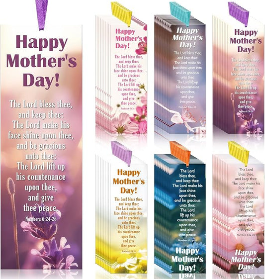 Dispowreath 60 Pcs Religious Mother's Day Bookmark Numbers 6: 24-26 Church Mother Bookmarks Christian Exchange Gifts for Kids Adult Church School Classroom Prizes Party Favors