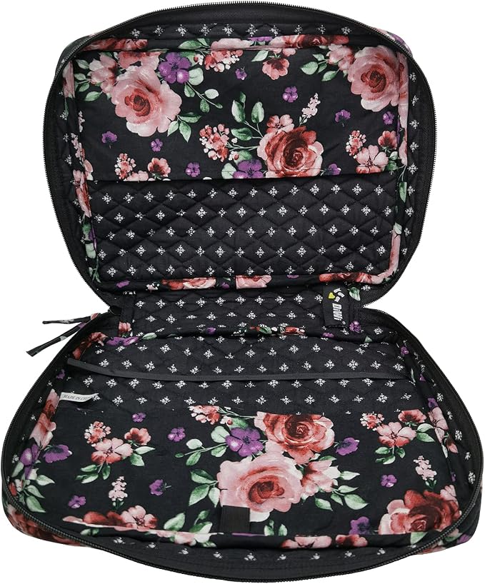 DIWI Quilted Bible Cover Large Sizes 10 X 7 X 2.75 Inches Good Book Case (L, C1 Rose Beauty)
