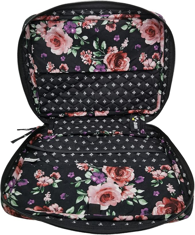 DIWI Quilted Bible Cover Medium Sizes 8.75 X 6.25 X 2.5 Inches Good Book Case (M, C1 Rose Beauty)