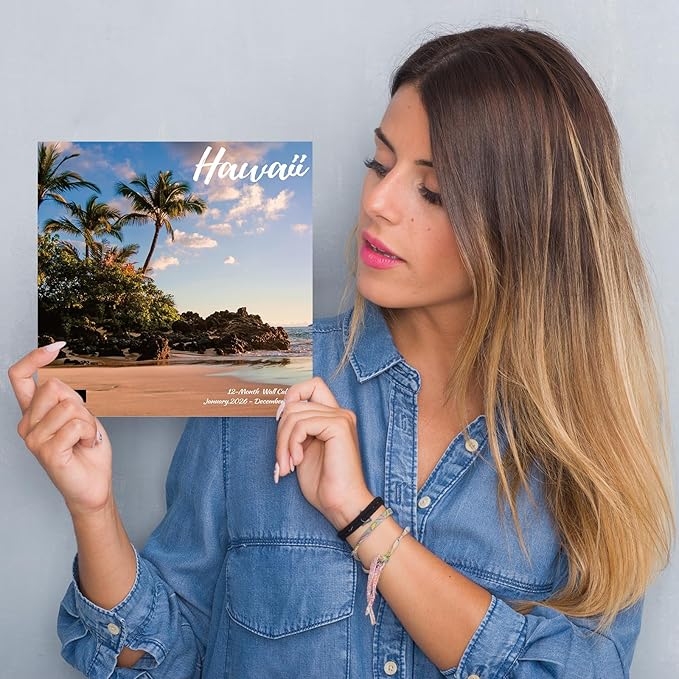 2026 Wall Calendar Hawaii, 12 Months Hangable Wall Calendars, 12" x 24" (Open), Thick Glossy Paper, Organizing & Planning