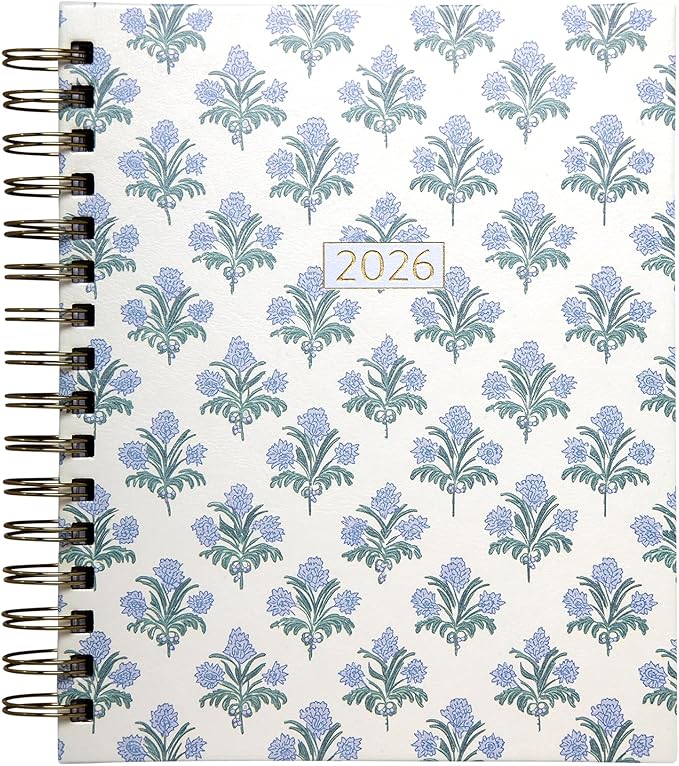 WORLD TRAVELER 2026 Planner Weekly and Monthly - 7'' x 8.75'' Hard Cover January December Spiral Daily Planner 2026 To Do List, Size 7X8.75, Blue/Black Print