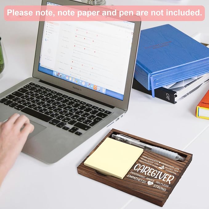 Caregiver Appreciation Gifts, Thank You Gift for Caregiver, Office Coworkers Staff Appreciation Gifts, Sticky Note Holder Wooden Notepad & Pen Holder 6.5" x 4.7" - FTA277