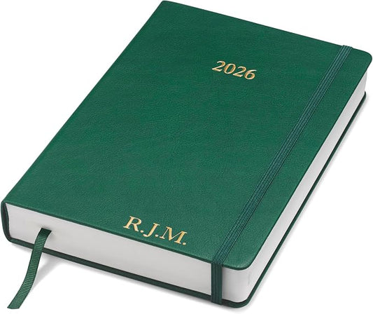 Wykeham's Executive 2026 Daily Journal Planner – US Public Holidays & Format – Customization Available (Personalized Racing Green, 8.5" x 5.5")