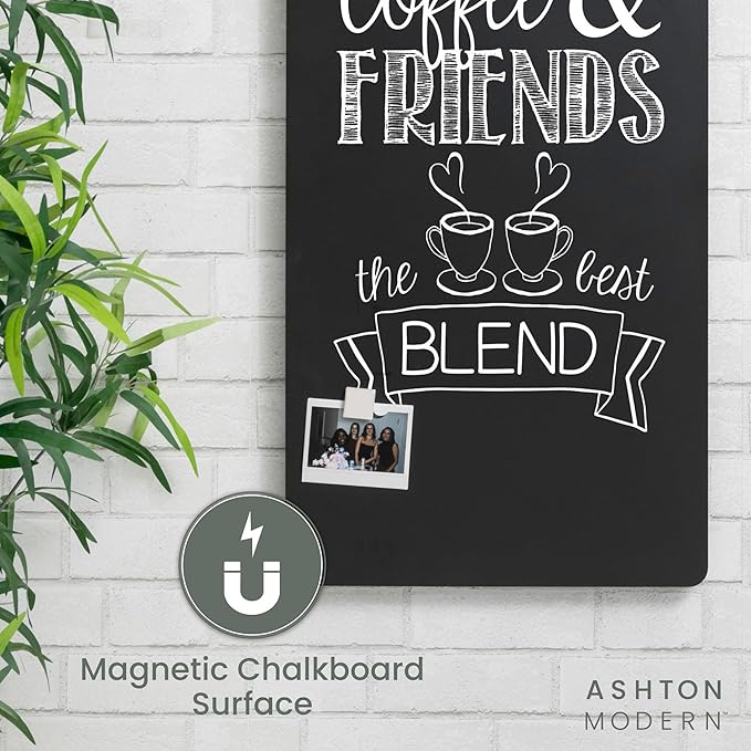 Metal Magnetic Chalkboard for Wall - 17 x 31.5 Inch Large Chalk Board Sign Board for Wall, Magnet Board, Blackboard Food Truck Menu Board for Kitchen, Outdoor or Indoor Hanging Signs