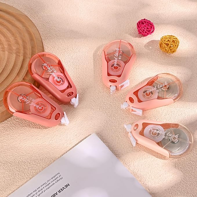Temiary 5Pcs White Correction Tapes, Cute White Pull Out Tape for Instant Correction, Aesthetic Correction Tape for Writing, Easy to Use Applicator for School Students Office Supplies (Pink)