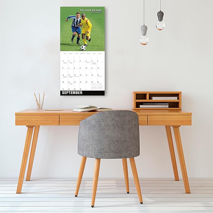 Soccer 2026 Wall Calendar, 12-Months Sports Calendar, 12" x 12", Monthly 2026 Wall Planner with Large Grids for Office or Home, for Soccer Enthusiasts