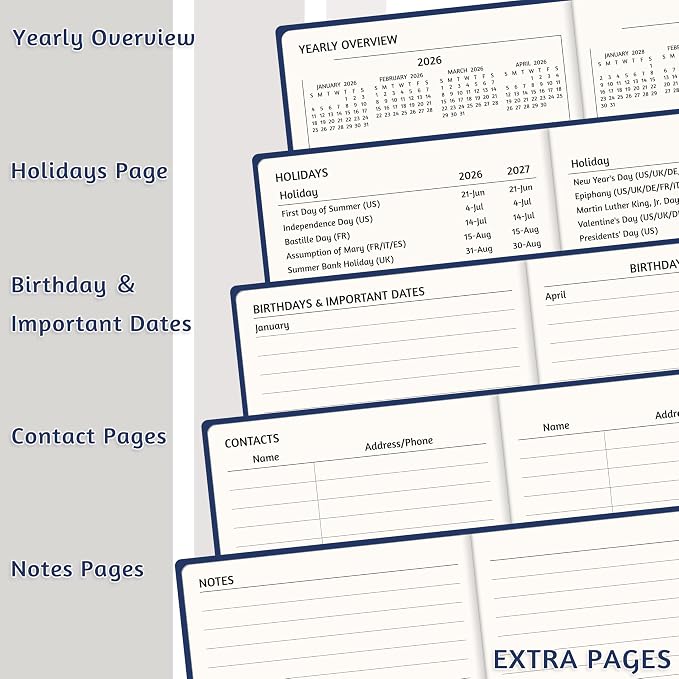 2026-2029 Pocket Monthly Planner, 3 Year Calendar 2026-2029, 6.2’’ x 3.6’’ x 0.67’’, Small Calendar 2026, 36 Months from Jul 2026 - Jun 2029, Hardcover, Back Pocket, Thick Paper, Lightweight to carry, Blue
