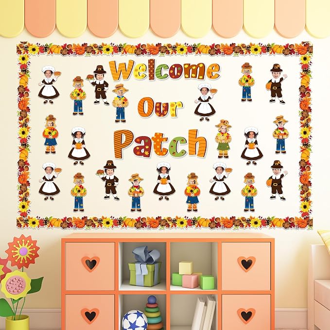 gisgfim 80Pcs Fall Scarecrow Cutouts Fall Thanksgiving Decorations Bulletin Board Personalized Scarecrow Chef Pumpkin Paper Cut-Out Classroom Decor for Autumn Harvest DIY Craft Photo Wall Favor Supply