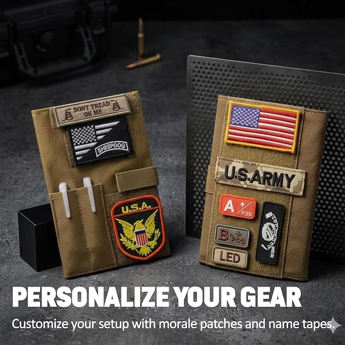 Kosibate Tactical Notebook Cover for 5.5 x 8 Military Log Book, Army Field Journal Cover Holder, OCP Pocket Notebook Holder, EDC Planner Organizer for Protecting Notes, Book(Tan)