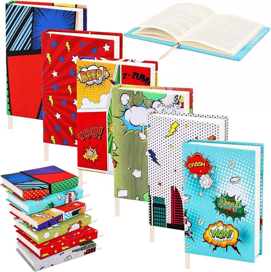 Gilprop 6 Pack Jumbo Stretchable Book Covers, Colorful Covers for Textbook Protection and Care, Washable Reusable Protective for Paperbacks Hardcover Books (City,Red,9-11inch)