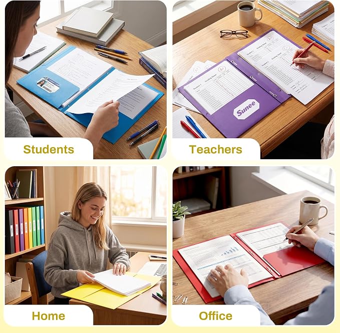 SUNEE 2 Pocket Folders with Prongs (25 Pack, Yellow), Paper Folders with 2 Pockets and 3 Prongs Fit Letter Size Paper, Folders with Prongs for School Office Home Business