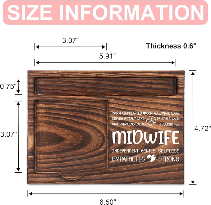 Midwife Appreciation Gifts, Thank You Gift for Childbirth Helper, Birth Worker Office Coworkers Staff Appreciation Gifts, Sticky Note Holder Wooden Notepad & Pen Holder 6.5" x 4.7" - FTA285