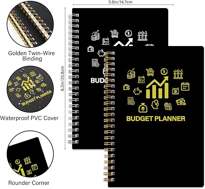 Budget Planner - Monthly Financial Planner Organizer with Expense Budget Book/Expense Tracker Notebook/Accounting Book to Manage Your Money Effectively, Start Anytime, A5(5.8" * 8.2") Black Golden