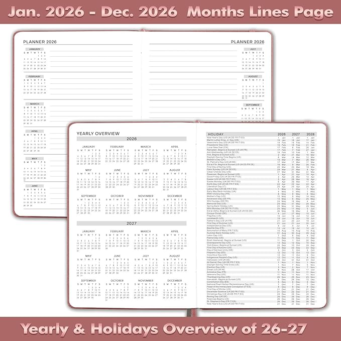 2026 Appointment Book & Planner - Jan. 2026 - Dec. 2026, Daily Hourly Planner 2026, 5.75" X 8.25", 60-Minute Interval, Faux Soft Leather Cover, Premium Paper with Pen Holder, Inner Pocket - Rose Gold