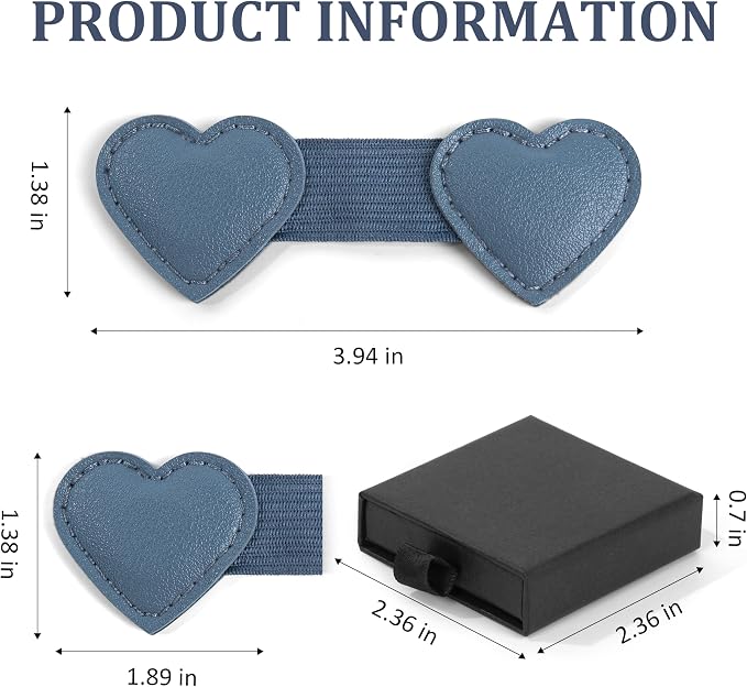 2Pcs Magnetic Leather Heart Bookmarks with Pen Holder, Cute Book Markers Clip with Gift Box, Reading Accessories for Book Lovers Women Teachers Students, Blue