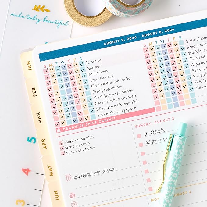 PPP Home Planner 2026 | 12-Month Weekly Calendar (Sunday Start) | Monthly Review & Seasonal Checklists | Budgeting & Savings Worksheets | Daily Bible Reading Plan | Checklists for Routines and Goals