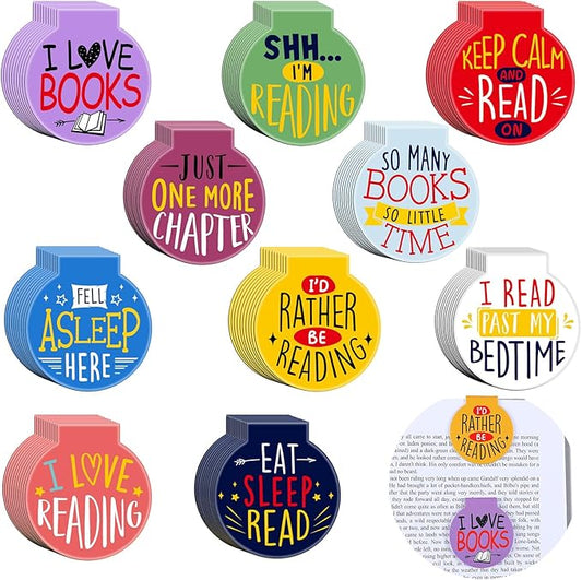 AmazingSpark 100 Pcs Magnetic Reading Bookmarks Bulk Magnet Reading Awards for Book Lover Motivational Book Marker Clips for Students Teacher Office Classroom Incentives