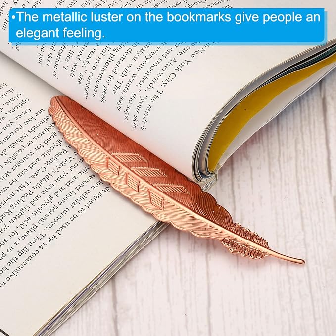 PATIKIL Metal Feather Bookmarks, 6 Pack Book Marks Page Markers Birthday Appreciation Gift for Women Teacher Reader Book Lovers, Rose Gold