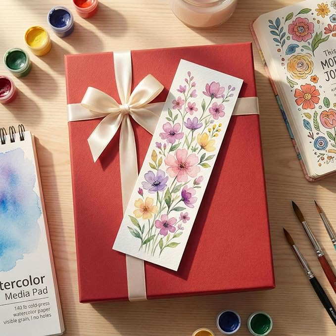 50 Pcs Watercolor Paper Blank Bookmarks140 lb/300 GSM Watercolor Bookmarks for DIY Classroom Projects Crafts and Gift Tags 7.8 x 1.9 Inches