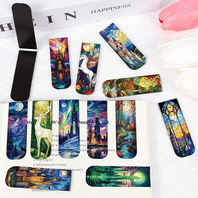Fantasy Stained Glass Magnetic Bookmarks - Wxiben 30 Pcs Dark Romance Bookmarks Magnets for Reader Romantasy Inspired Book Mark Magnetic Page Clips Gift for Women Book Lovers Students Teacher Bookish