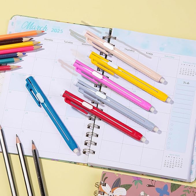 Mr. Pen- Retractable Mechanical Eraser Pens, 6 Pack, Ice Cream Colors, Latex-Free Precision Pencil Erasers for Artists, Students, Drawing, Sketching & Drafting