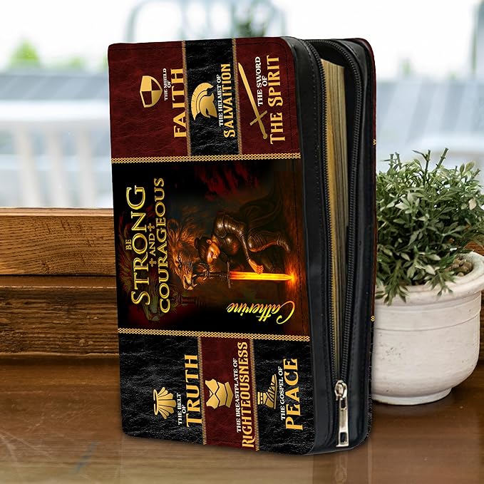 Personalized Man of God Bible Cover, God Says I Am Bible Case PU Leather, Bible Holder Handle Zipper, Faith Scripture with Name Case Bag, Religious Gifts for Church Christians Women Men (GOD-13)