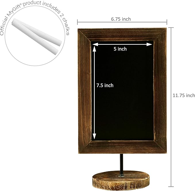 MyGift Chalkboard Signs,12×7 Inch Mini Chalkboard Signs for Tables,Small Kitchen Countertop Memo Board,Office Products Framed Tabletop Chalkboard Sign with Stand,Wedding Table Sign,Set of 2