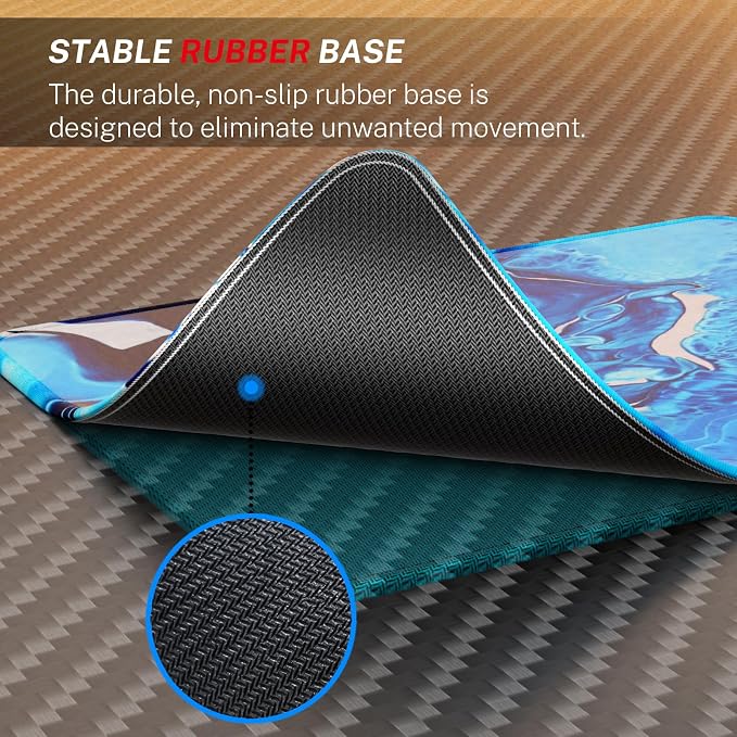 MROCO Essential Office & Gaming Mouse Pad, 8.5 x 11 Inch, Blue Waves | Anti-Fray Stitched Edges, Functional Pattern Design, Non-Slip Rubber Base, Water and Stain Resistance