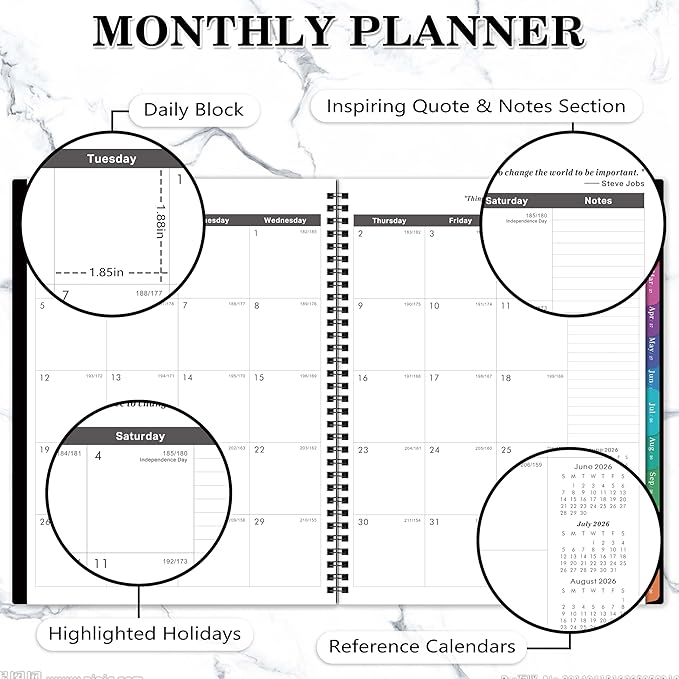 2026-2029 Monthly Planner/Calendar - July 2026 - June 2029, 3 Year Monthly Planner 2026-2029, 9'' x 11'', Calendar Planner with Colorful Tabs, Back Pocket, Holidays, Notes Pages