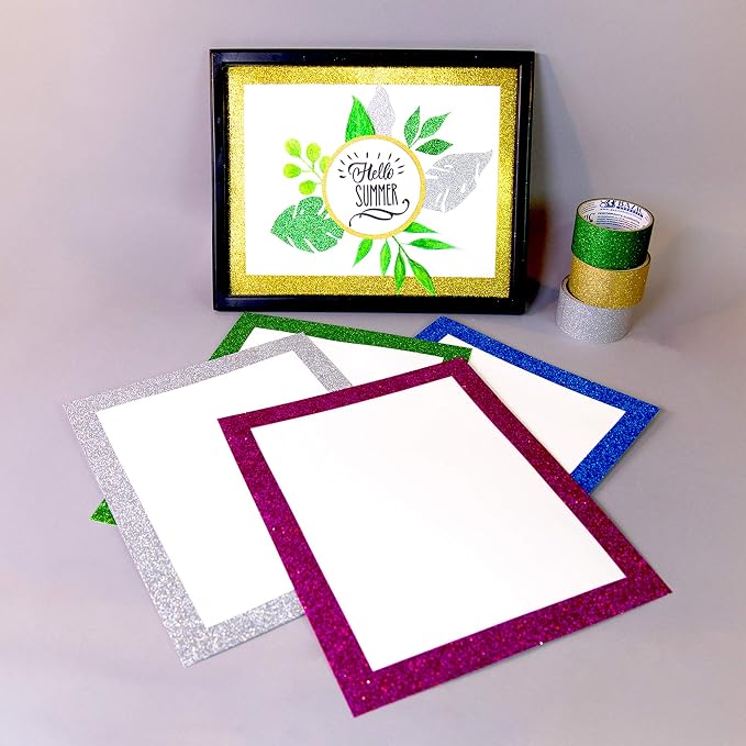 BAZIC Products 11in x 14in White Poster Board with Glitter Frame, 5 Count, for School Projects Displays, Case of 48