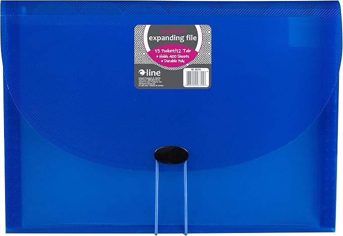 13-Pocket Biodegradable Expanding File, Letter, Blue