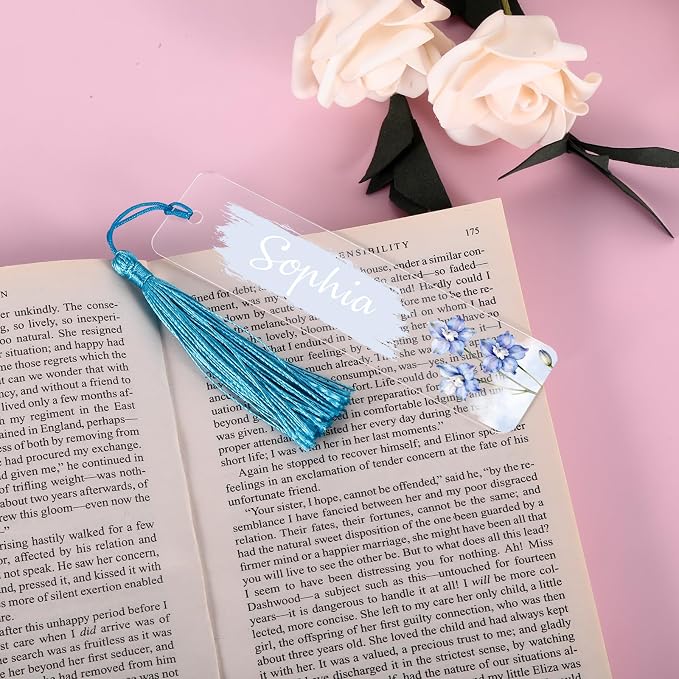 Personalized Bookmarks for Women Book Lover Birth Flower Birthday Customized Gifts for Reading Her Daughter Friends (Acrylic #5)