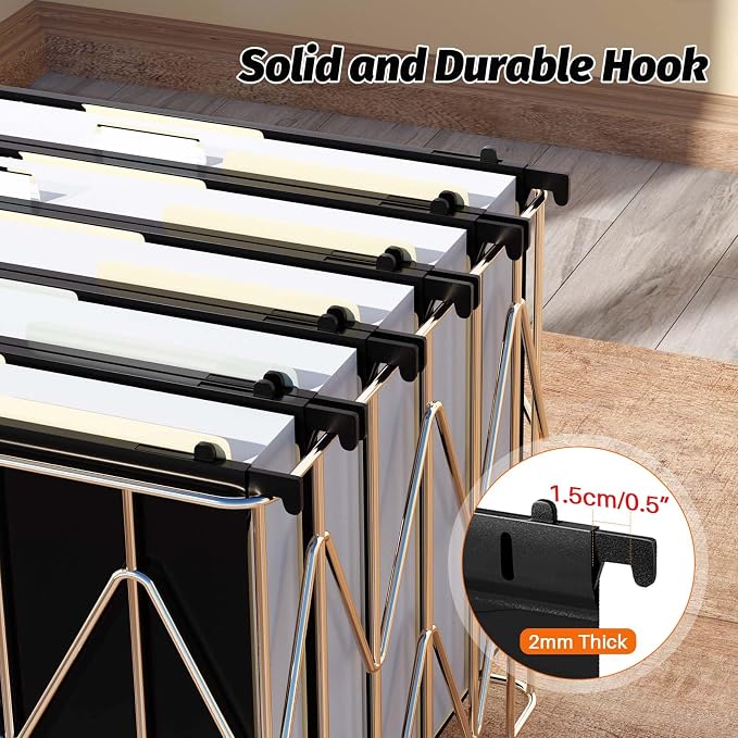 Shutex Extra Capacity Plastic Hanging File Folders,12 Pack Reinforced Hang Folders,Heavy Duty 2 Inch Expansion,Plastic Filing Cabinet Folders,Letter Size,Designed for Bulk Files, Medical Charts,Black