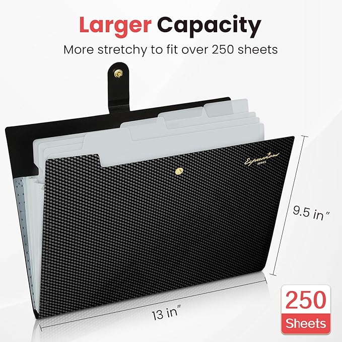Sooez Expanding File Folder, Letter Size Accordion File Organizer, 5 Pocket Folders for Documents, Cute Folder with Labels, Portable Paper Organizer for School Office Supplies, A4 Size, Peach